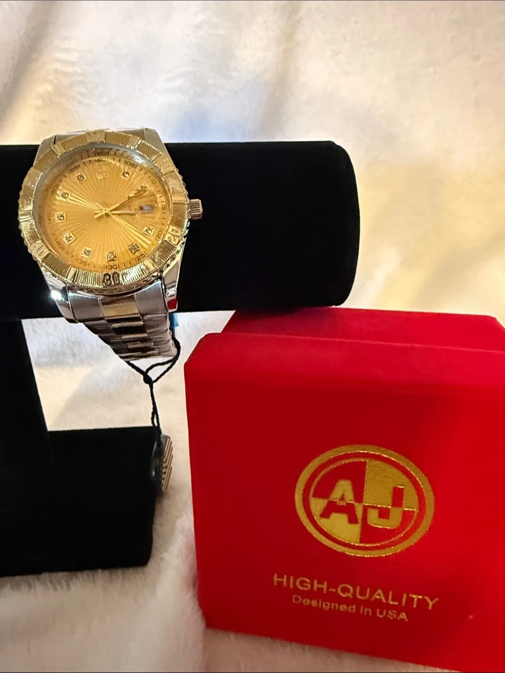 AJ Collection Gold-Tone Men’s Watch with Silver Bracelet